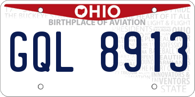 OH license plate GQL8913