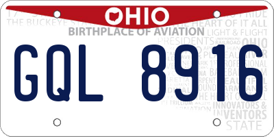 OH license plate GQL8916