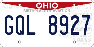 OH license plate GQL8927