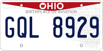 OH license plate GQL8929