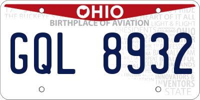 OH license plate GQL8932