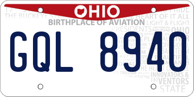 OH license plate GQL8940