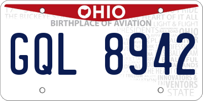 OH license plate GQL8942