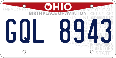 OH license plate GQL8943