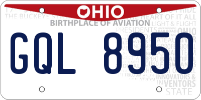 OH license plate GQL8950