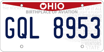 OH license plate GQL8953