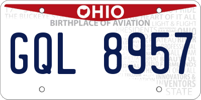 OH license plate GQL8957