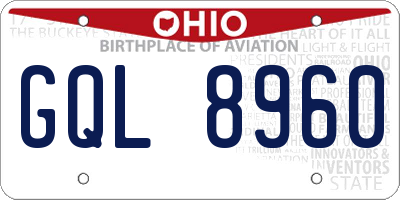 OH license plate GQL8960