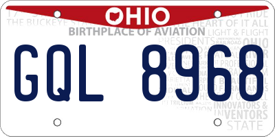 OH license plate GQL8968
