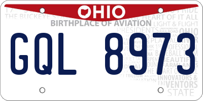 OH license plate GQL8973