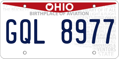 OH license plate GQL8977