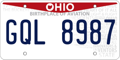 OH license plate GQL8987