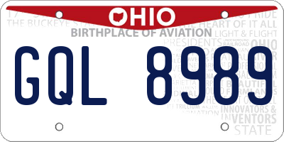 OH license plate GQL8989