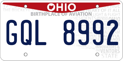 OH license plate GQL8992