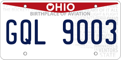 OH license plate GQL9003