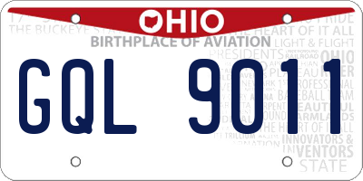 OH license plate GQL9011