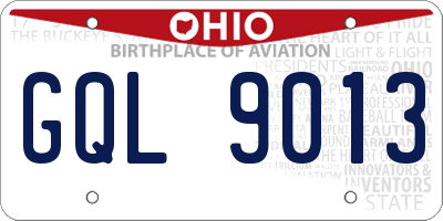 OH license plate GQL9013