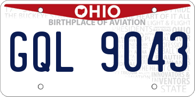 OH license plate GQL9043