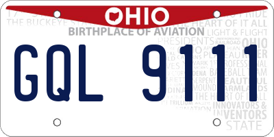 OH license plate GQL9111