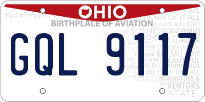 OH license plate GQL9117