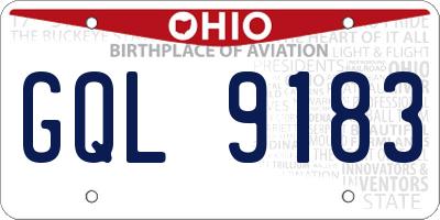 OH license plate GQL9183