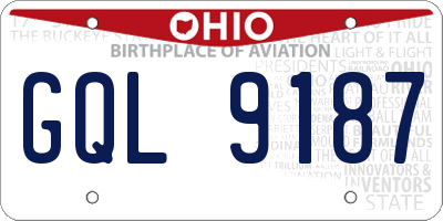 OH license plate GQL9187