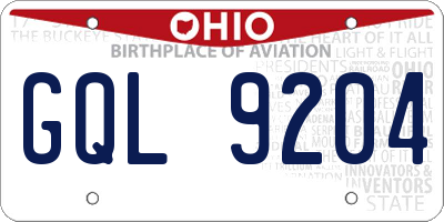 OH license plate GQL9204