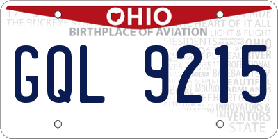 OH license plate GQL9215