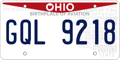 OH license plate GQL9218