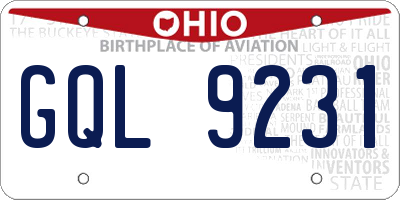 OH license plate GQL9231
