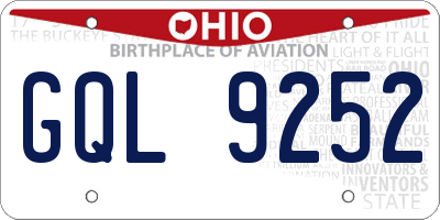 OH license plate GQL9252