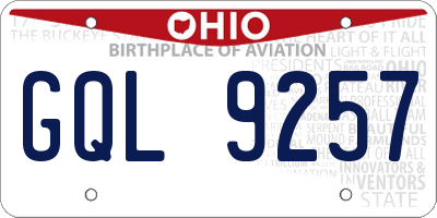 OH license plate GQL9257