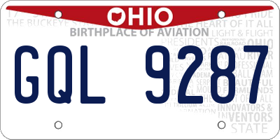 OH license plate GQL9287