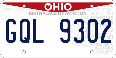 OH license plate GQL9302