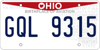 OH license plate GQL9315