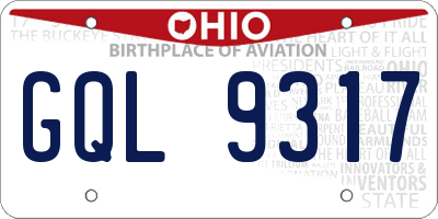 OH license plate GQL9317