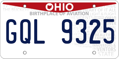 OH license plate GQL9325