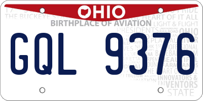 OH license plate GQL9376