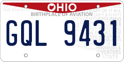 OH license plate GQL9431