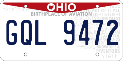 OH license plate GQL9472