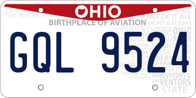 OH license plate GQL9524