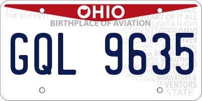 OH license plate GQL9635