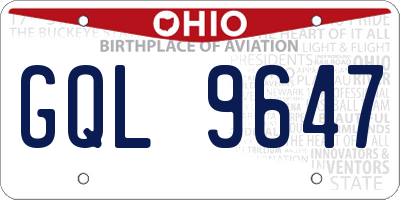OH license plate GQL9647