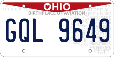 OH license plate GQL9649