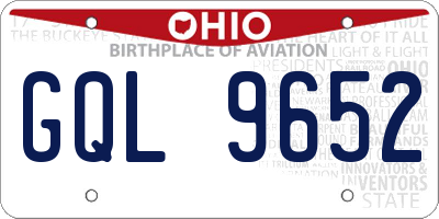 OH license plate GQL9652