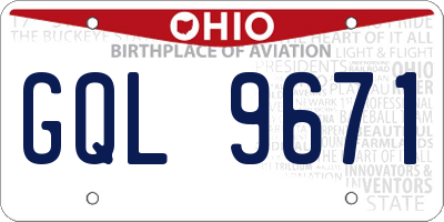 OH license plate GQL9671