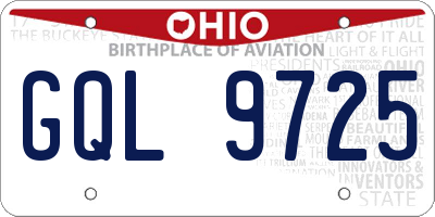 OH license plate GQL9725