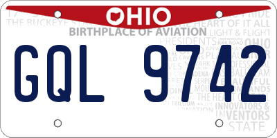 OH license plate GQL9742
