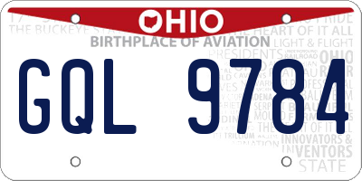 OH license plate GQL9784