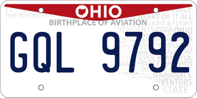 OH license plate GQL9792